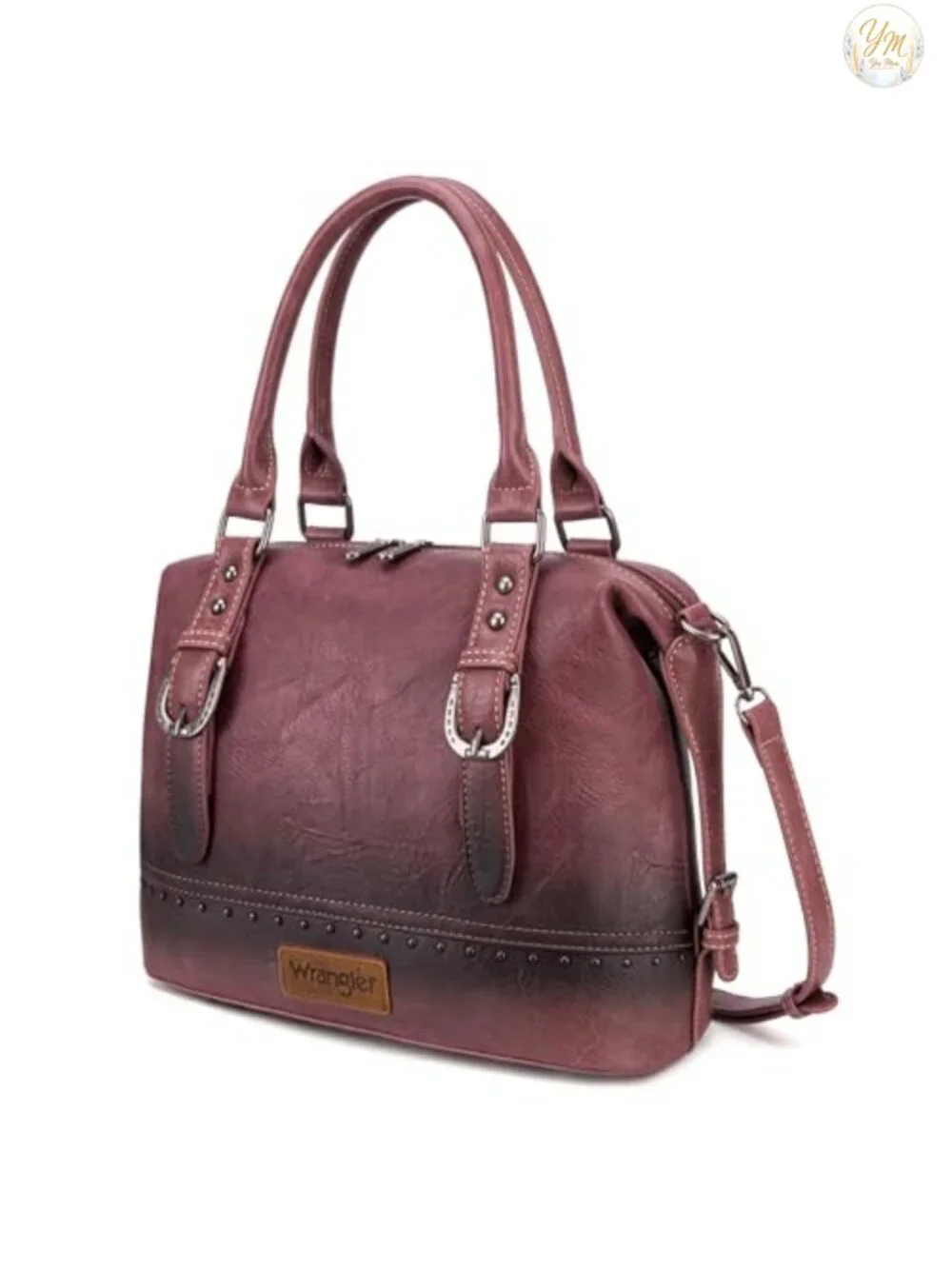 Vintage Western Barrel Satchel Hobo Bag Faux Leather Detachable Strap
